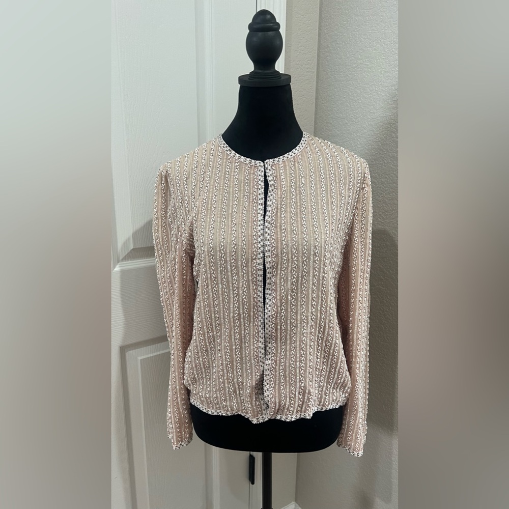 Adrianna Papell Evening Beaded Womens Cropped Jacket Size-S SILK/ RAYON (India)